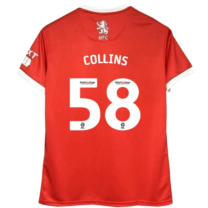 Danxen Mujer Camiseta Sam Collins #58 Rojo Blanco 1ª Equipación 2024/25 La Camisa