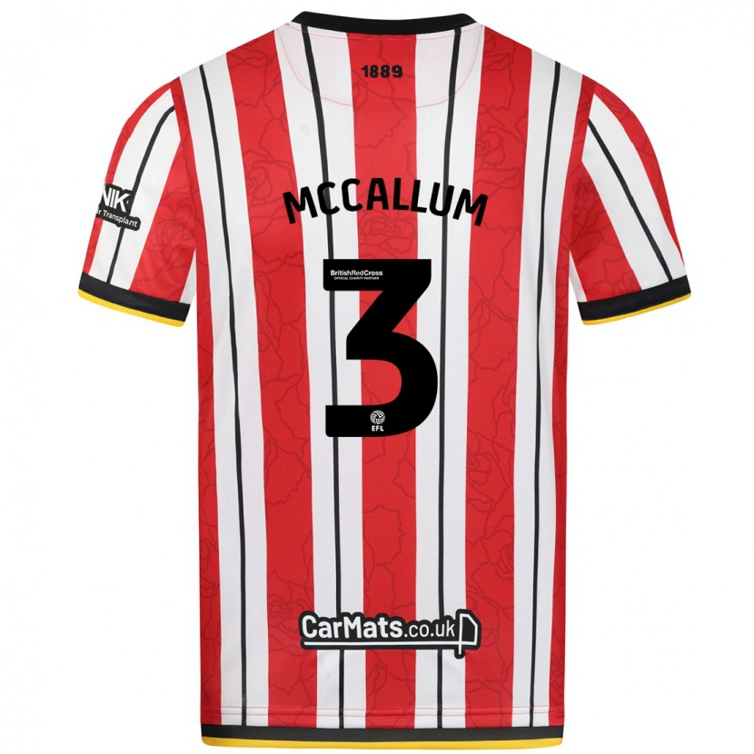 Danxen Mujer Camiseta Sam Mccallum #3 Rojo Blanco Rayas 1ª Equipación 2024/25 La Camisa