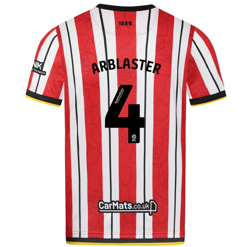 Danxen Mujer Camiseta Oliver Arblaster #4 Rojo Blanco Rayas 1ª Equipación 2024/25 La Camisa