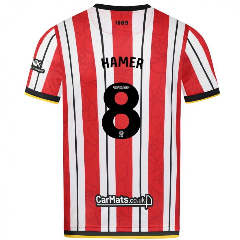Danxen Mujer Camiseta Gustavo Hamer #8 Rojo Blanco Rayas 1ª Equipación 2024/25 La Camisa