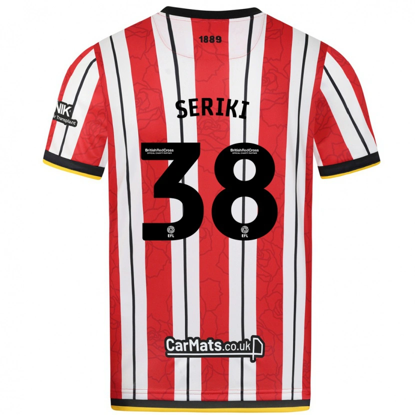 Danxen Mujer Camiseta Femi Seriki #38 Rojo Blanco Rayas 1ª Equipación 2024/25 La Camisa