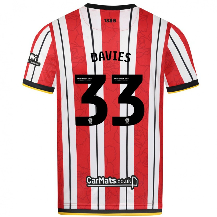 Danxen Mujer Camiseta Bethan Davies #33 Rojo Blanco Rayas 1ª Equipación 2024/25 La Camisa