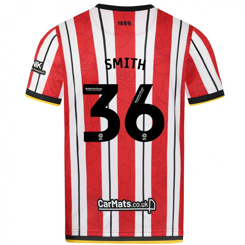 Danxen Mujer Camiseta Joshua Smith #36 Rojo Blanco Rayas 1ª Equipación 2024/25 La Camisa