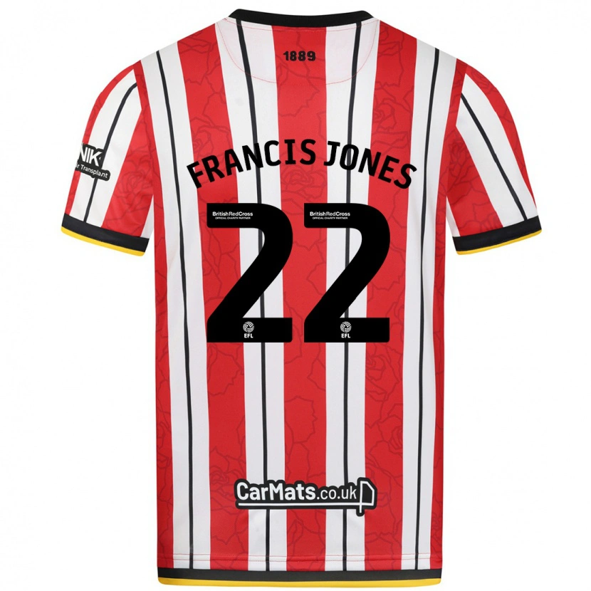 Danxen Mujer Camiseta Maria Francis-Jones #22 Rojo Blanco Rayas 1ª Equipación 2024/25 La Camisa