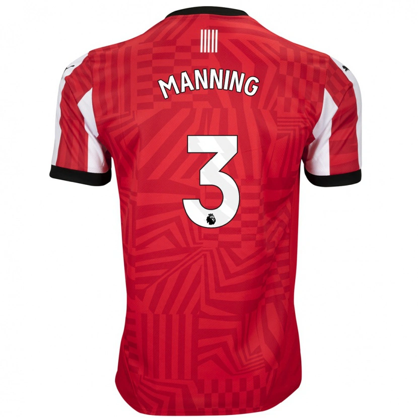 Danxen Mujer Camiseta Ryan Manning #3 Rojo Blanco 1ª Equipación 2024/25 La Camisa