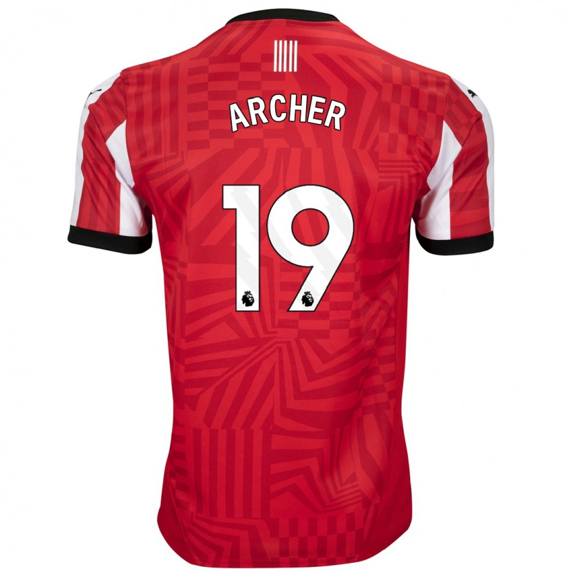 Danxen Mujer Camiseta Cameron Archer #19 Rojo Blanco 1ª Equipación 2024/25 La Camisa