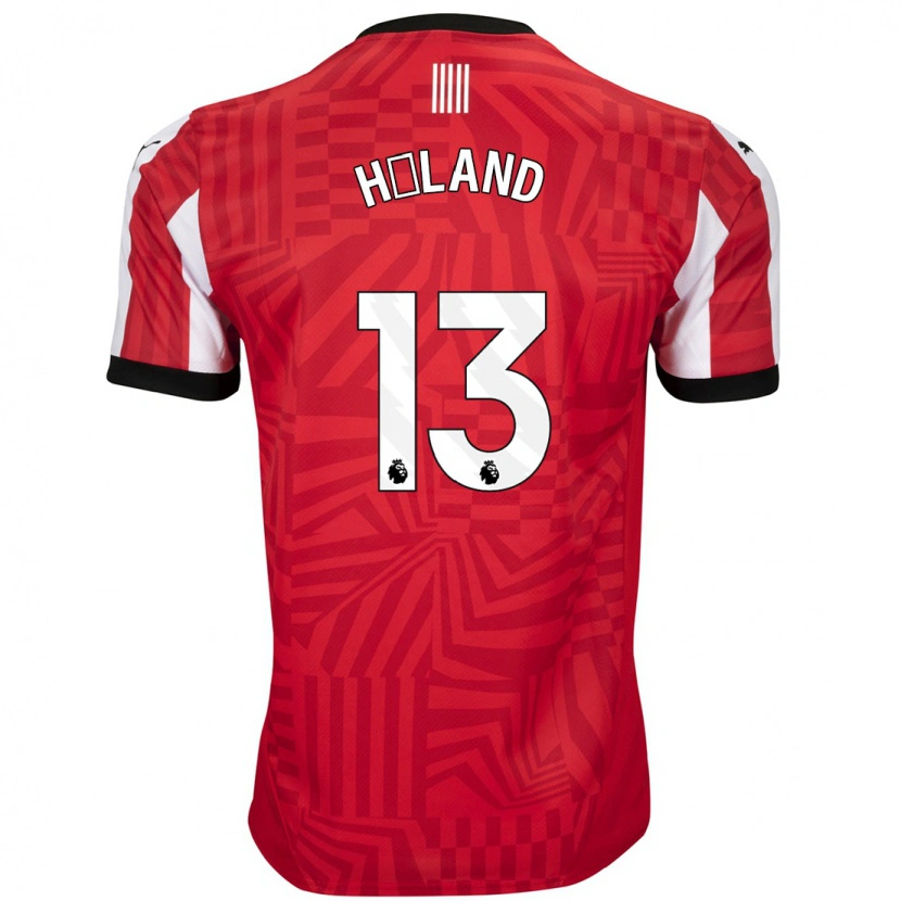 Danxen Mujer Camiseta Benedicte Håland #13 Rojo Blanco 1ª Equipación 2024/25 La Camisa