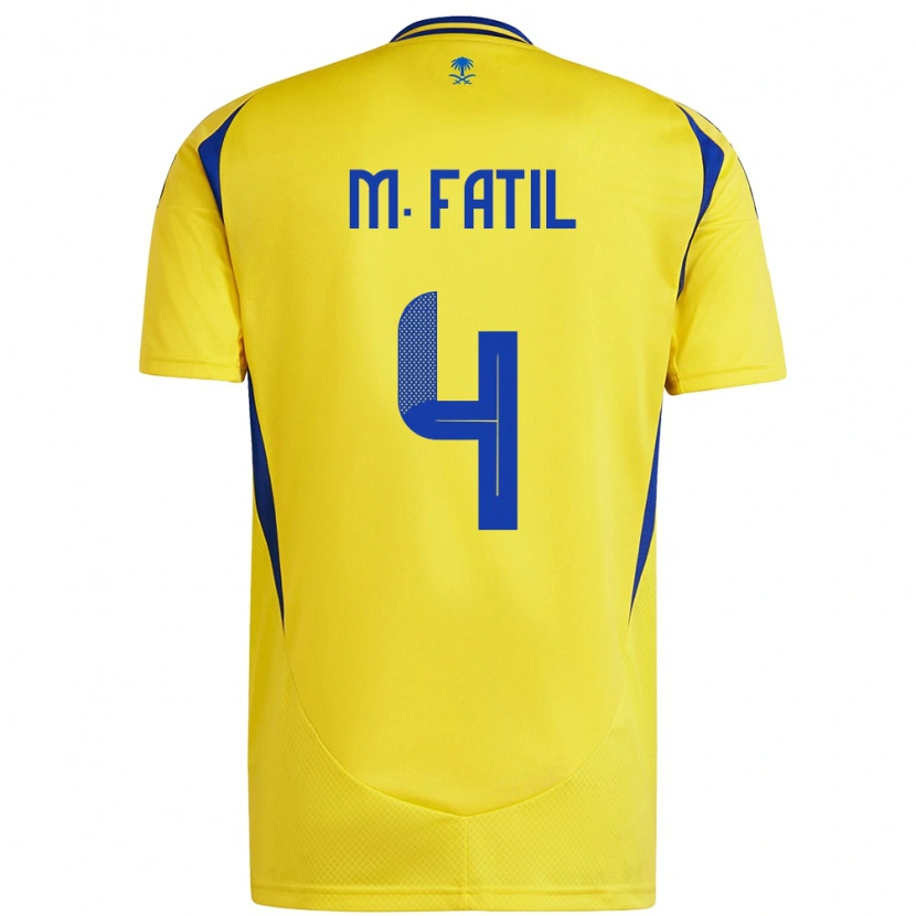 Danxen Mujer Camiseta Mohammed Al-Fatil #4 Amarillo Azul 1ª Equipación 2024/25 La Camisa