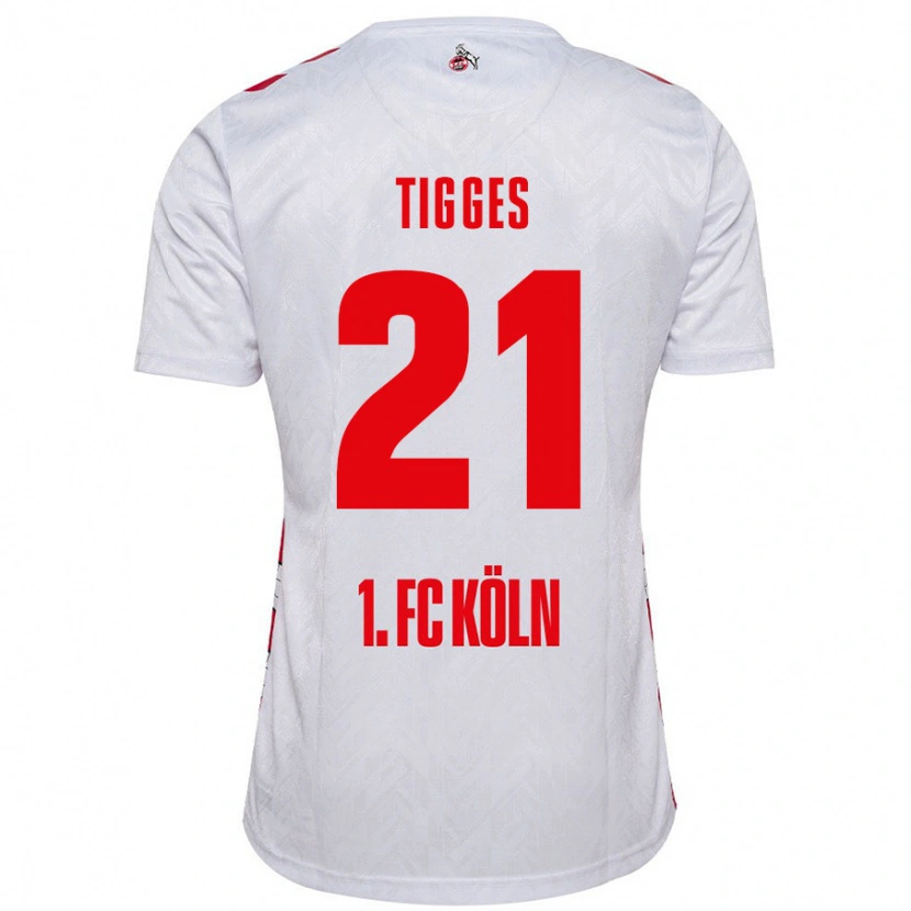 Danxen Mujer Camiseta Steffen Tigges #21 Blanco Rojo 1ª Equipación 2024/25 La Camisa