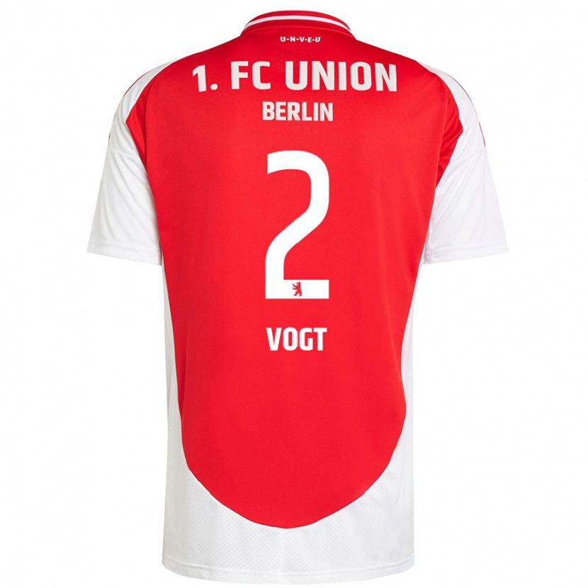 Danxen Mujer Camiseta Kevin Vogt #2 Rojo Blanco 1ª Equipación 2024/25 La Camisa