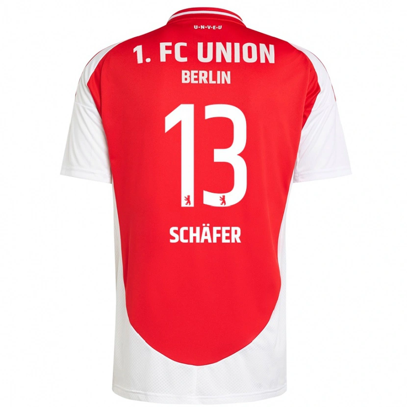 Danxen Mujer Camiseta András Schäfer #13 Rojo Blanco 1ª Equipación 2024/25 La Camisa