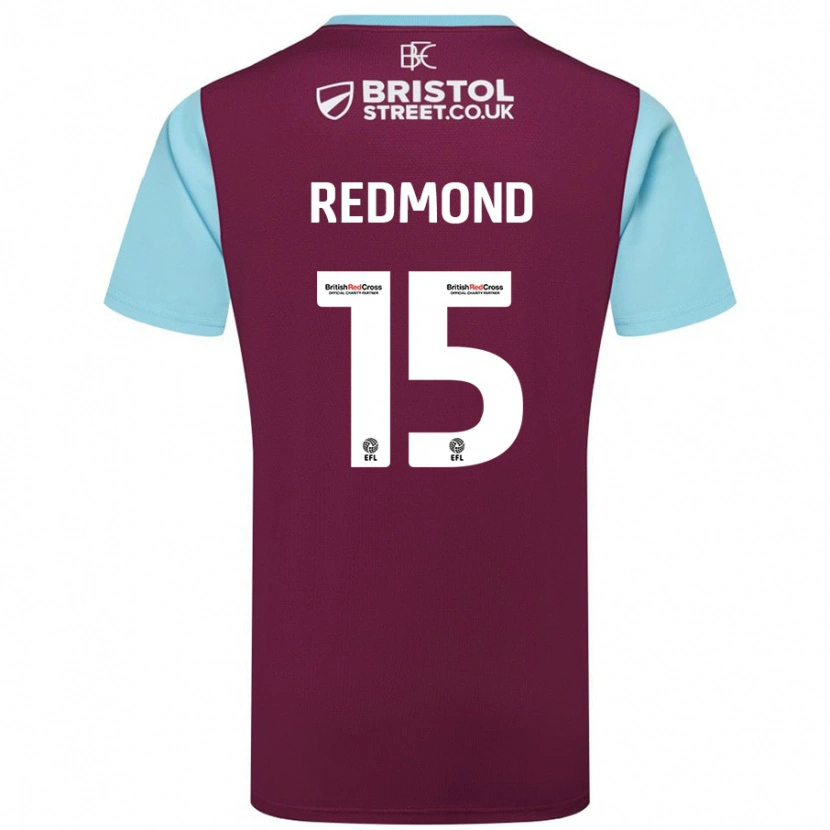 Danxen Mujer Camiseta Nathan Redmond #15 Borgoña Azul Cielo 1ª Equipación 2024/25 La Camisa