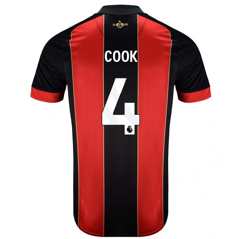 Danxen Mujer Camiseta Lewis Cook #4 Rojo Negro 1ª Equipación 2024/25 La Camisa