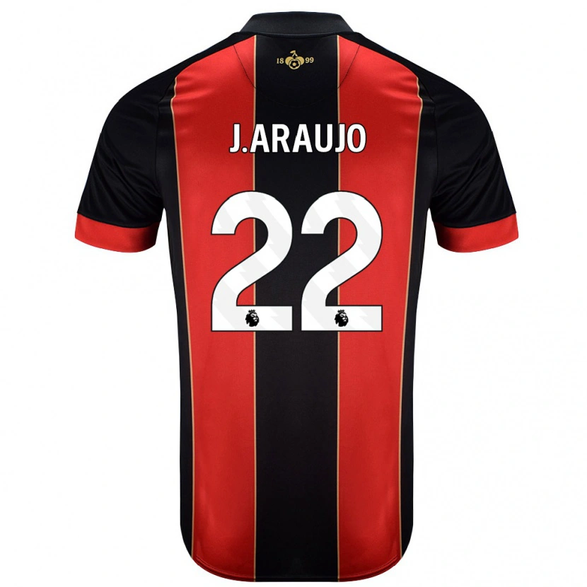 Danxen Mujer Camiseta Julián Araujo #28 Rojo Negro 1ª Equipación 2024/25 La Camisa