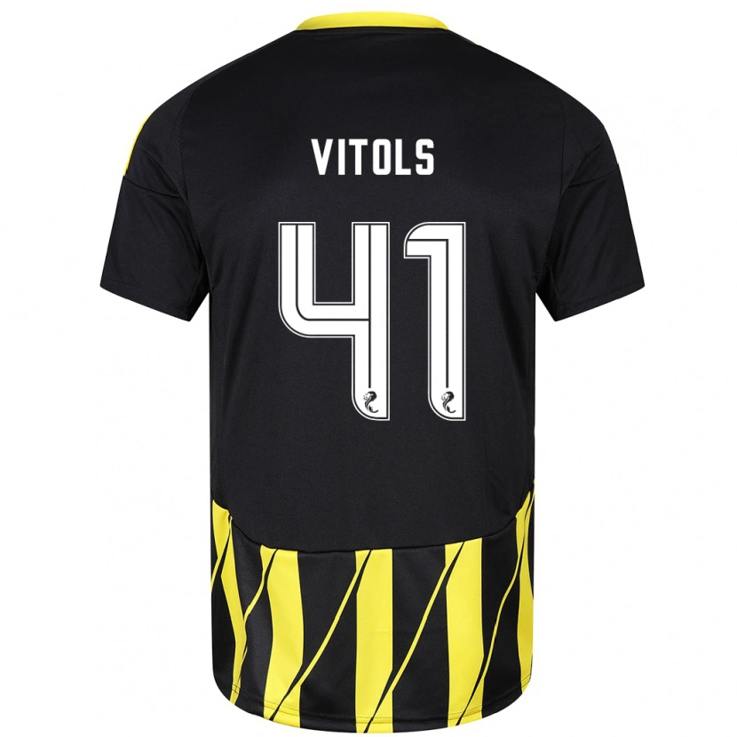 Danxen Mujer Camiseta Rodrigo Vitols #41 Negro Amarillo 2ª Equipación 2024/25 La Camisa