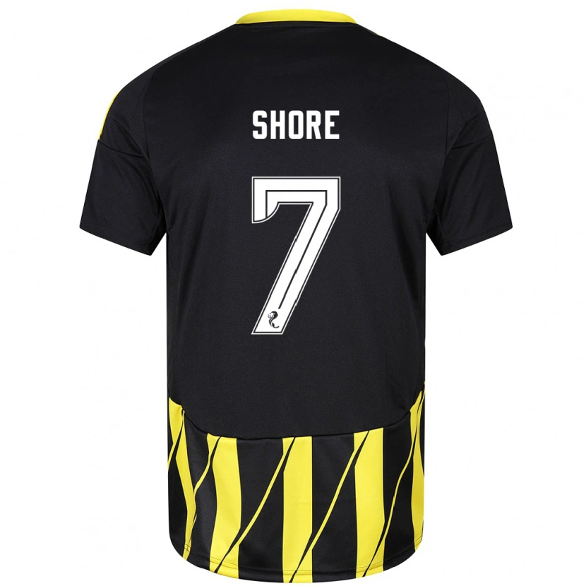 Danxen Mujer Camiseta Eilidh Shore #7 Negro Amarillo 2ª Equipación 2024/25 La Camisa