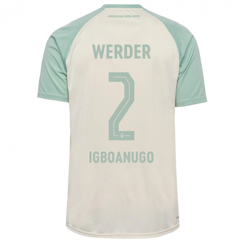 Danxen Mujer Camiseta David Igboanugo #2 Blanquecino Verde Claro 2ª Equipación 2024/25 La Camisa