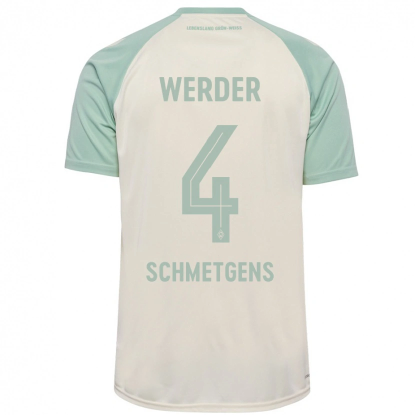 Danxen Mujer Camiseta Mick Schmetgens #4 Blanquecino Verde Claro 2ª Equipación 2024/25 La Camisa