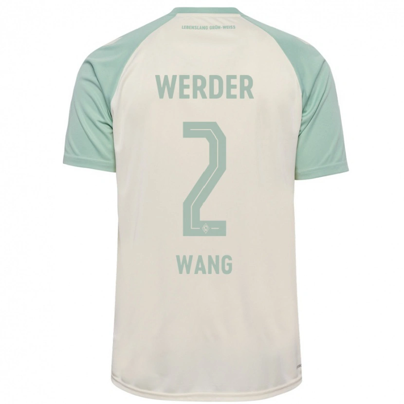 Danxen Mujer Camiseta Bowen Wang #2 Blanquecino Verde Claro 2ª Equipación 2024/25 La Camisa