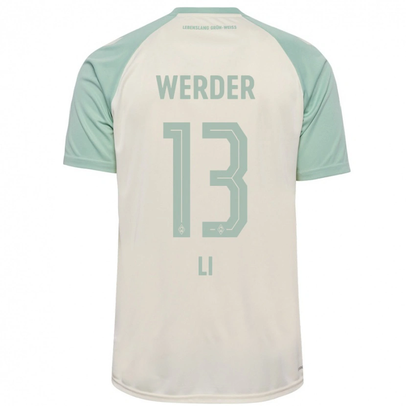 Danxen Mujer Camiseta Xiancheng Li #13 Blanquecino Verde Claro 2ª Equipación 2024/25 La Camisa