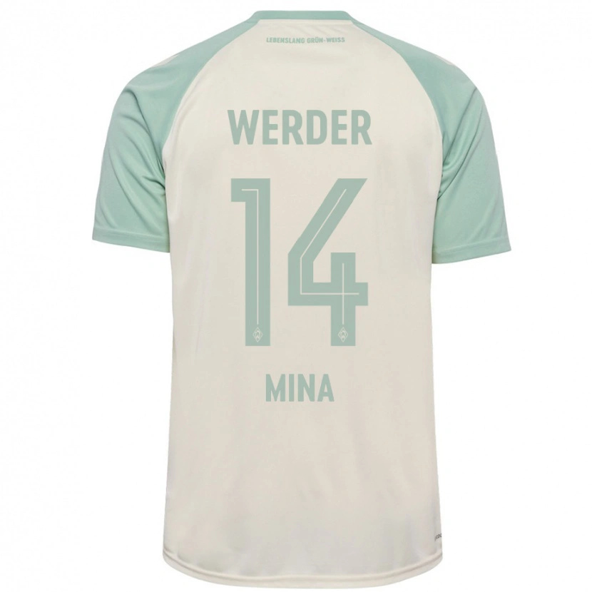 Danxen Mujer Camiseta Johan Mina #14 Blanquecino Verde Claro 2ª Equipación 2024/25 La Camisa