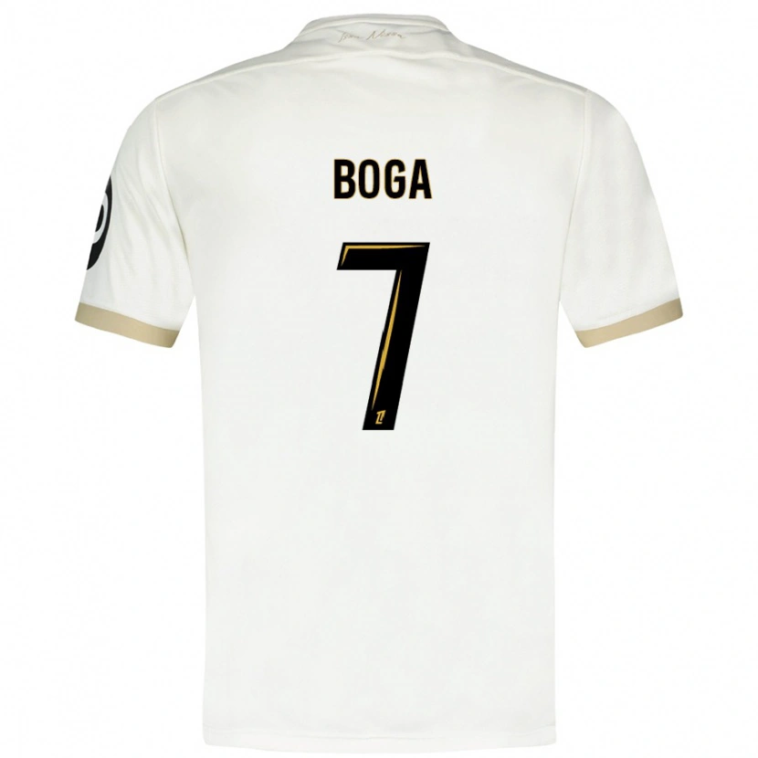 Danxen Mujer Camiseta Jérémie Boga #7 Blanco Dorado 2ª Equipación 2024/25 La Camisa