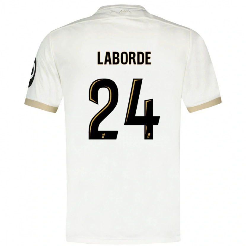 Danxen Mujer Camiseta Gaëtan Laborde #24 Blanco Dorado 2ª Equipación 2024/25 La Camisa