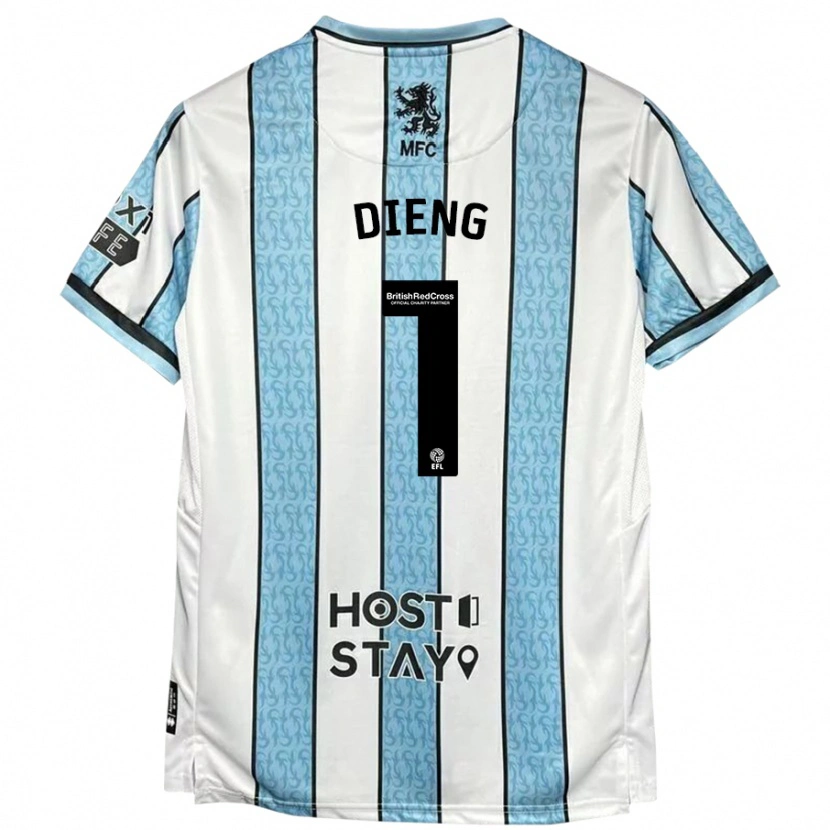 Danxen Mujer Camiseta Seny Dieng #1 Blanco Azul 2ª Equipación 2024/25 La Camisa
