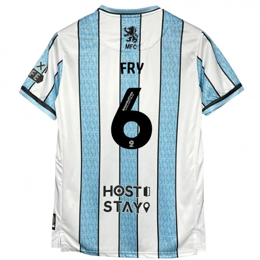 Danxen Mujer Camiseta Dael Fry #6 Blanco Azul 2ª Equipación 2024/25 La Camisa
