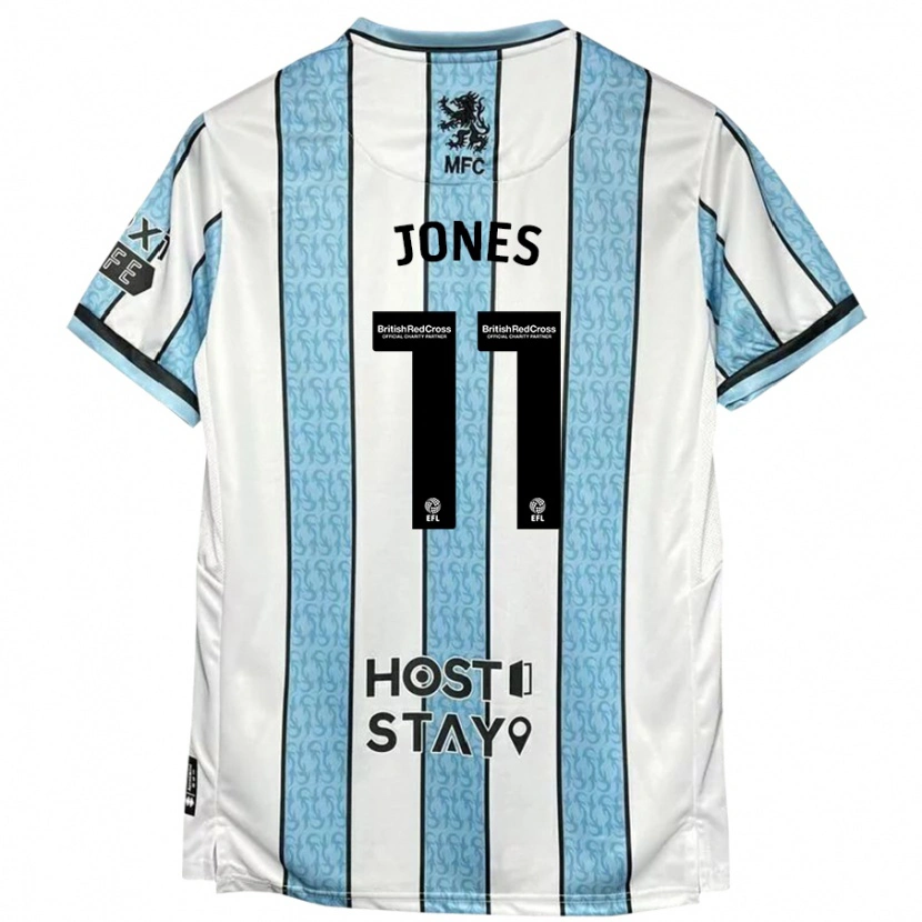 Danxen Mujer Camiseta Isaiah Jones #11 Blanco Azul 2ª Equipación 2024/25 La Camisa