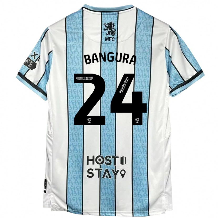Danxen Mujer Camiseta Alex Bangura #24 Blanco Azul 2ª Equipación 2024/25 La Camisa