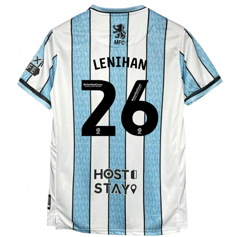 Danxen Mujer Camiseta Darragh Lenihan #26 Blanco Azul 2ª Equipación 2024/25 La Camisa