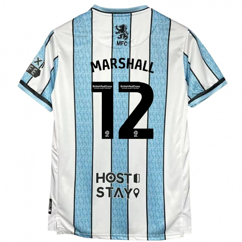 Danxen Mujer Camiseta Eve Marshall #12 Blanco Azul 2ª Equipación 2024/25 La Camisa