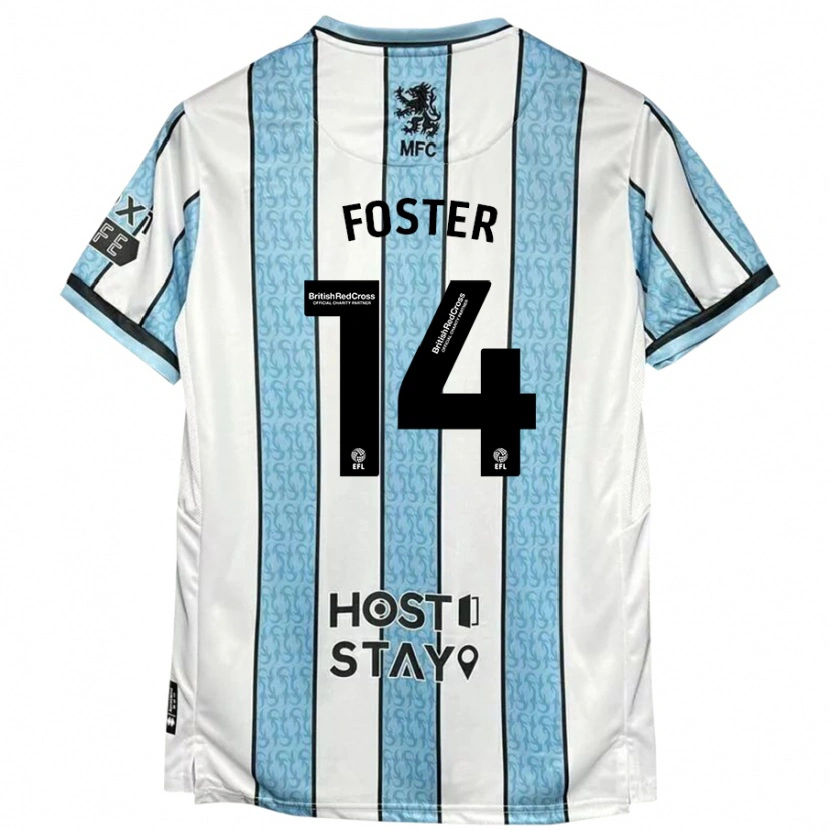 Danxen Mujer Camiseta Emma Foster #14 Blanco Azul 2ª Equipación 2024/25 La Camisa