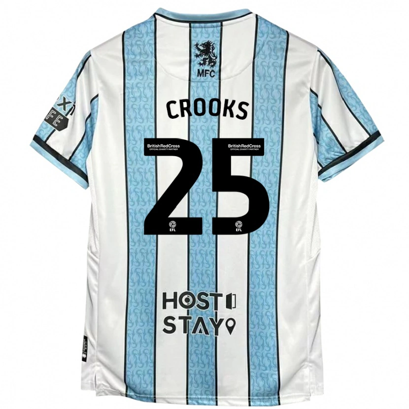 Danxen Mujer Camiseta Matt Crooks #25 Blanco Azul 2ª Equipación 2024/25 La Camisa