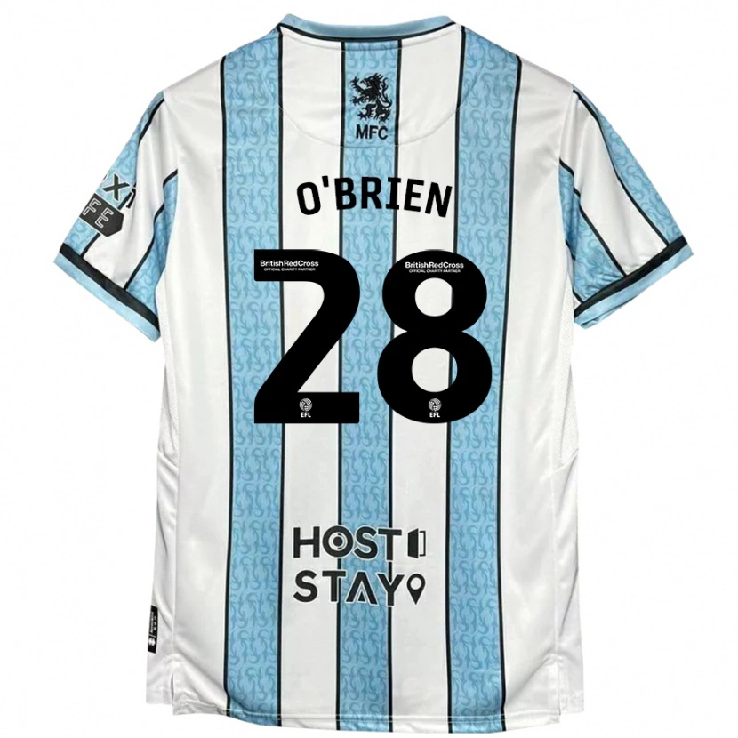 Danxen Mujer Camiseta Lewis O'brien #28 Blanco Azul 2ª Equipación 2024/25 La Camisa