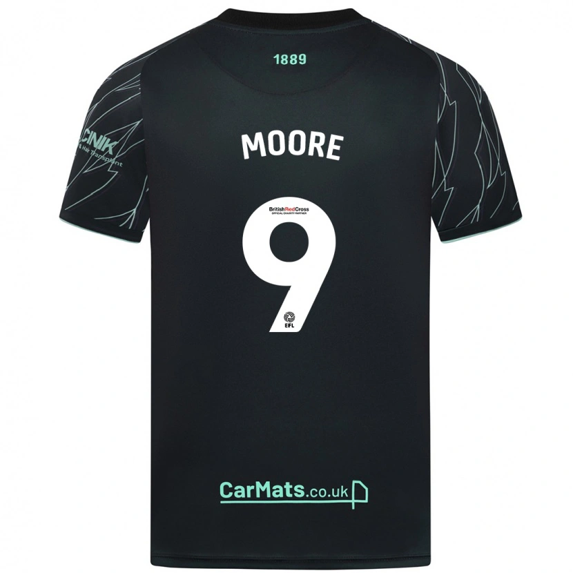 Danxen Mujer Camiseta Kieffer Moore #9 Negro Verde 2ª Equipación 2024/25 La Camisa