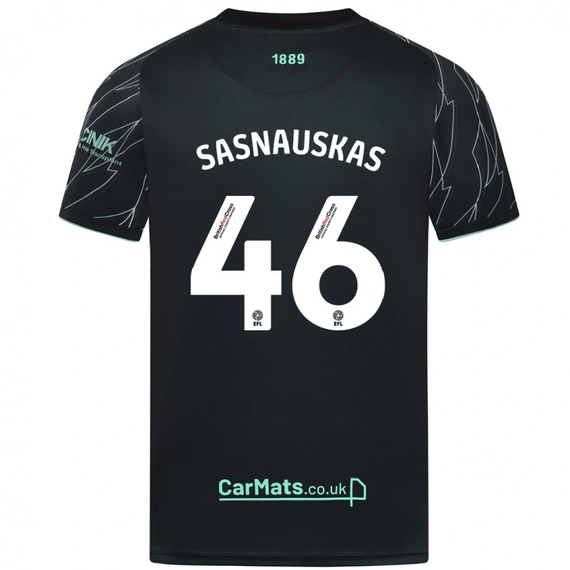 Danxen Mujer Camiseta Dovydas Sasnauskas #46 Negro Verde 2ª Equipación 2024/25 La Camisa