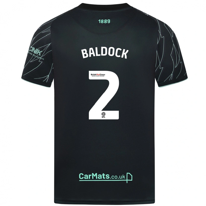 Danxen Mujer Camiseta George Baldock #2 Negro Verde 2ª Equipación 2024/25 La Camisa