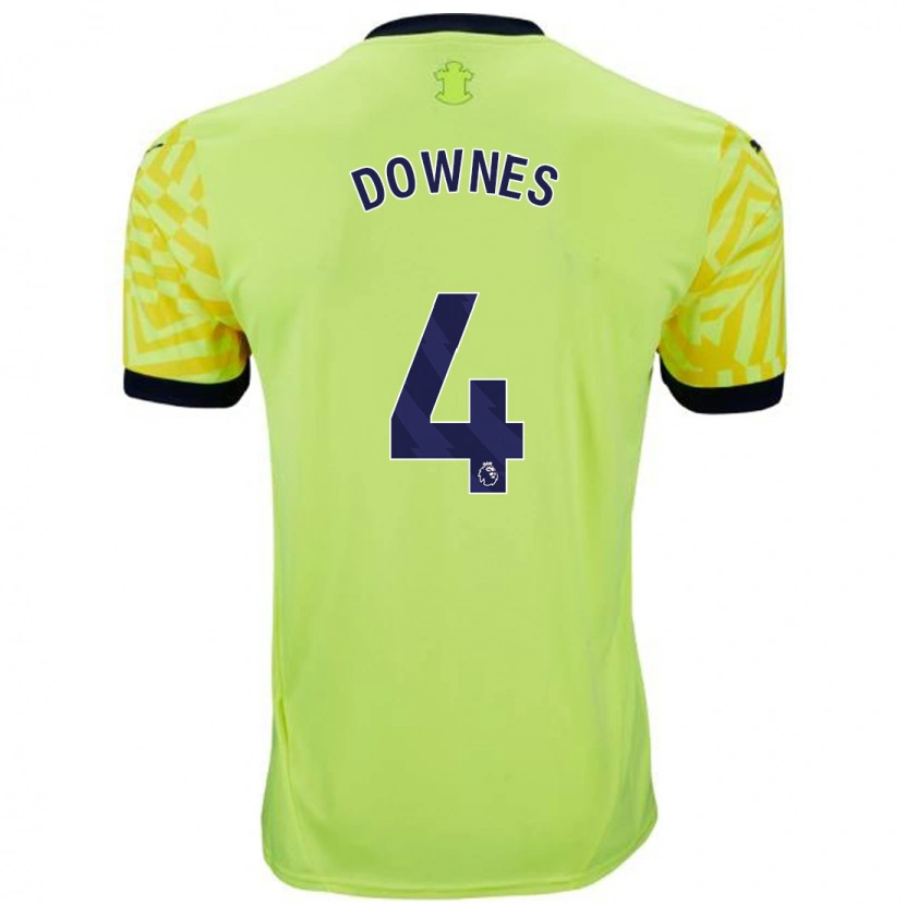 Danxen Mujer Camiseta Flynn Downes #4 Amarillo 2ª Equipación 2024/25 La Camisa