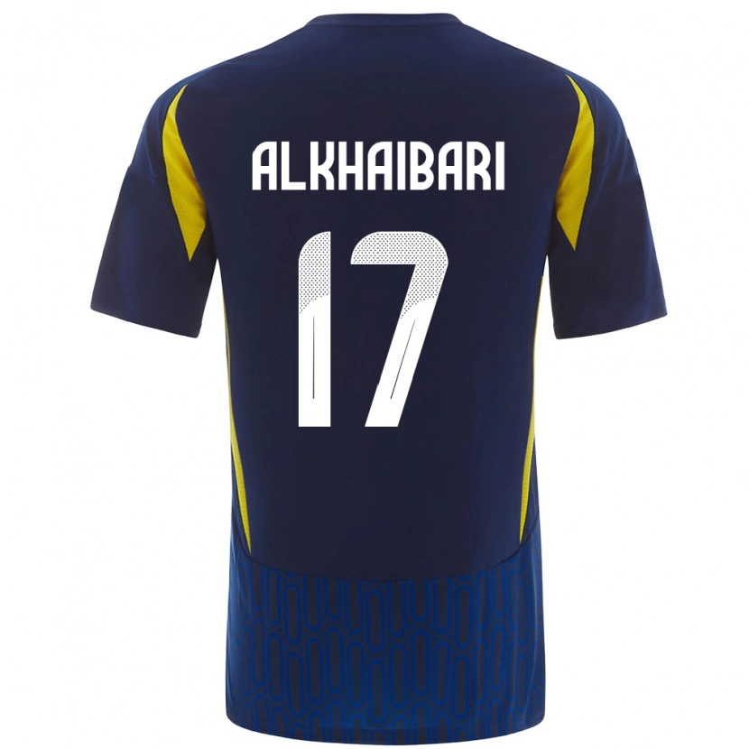 Danxen Mujer Camiseta Abdullah Al-Khaibari #17 Azul Amarillo 2ª Equipación 2024/25 La Camisa