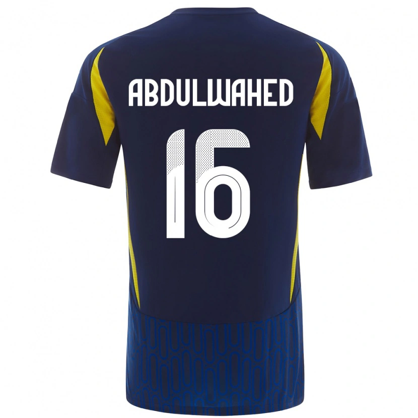 Danxen Mujer Camiseta Ghader Abdulwahed #16 Azul Amarillo 2ª Equipación 2024/25 La Camisa