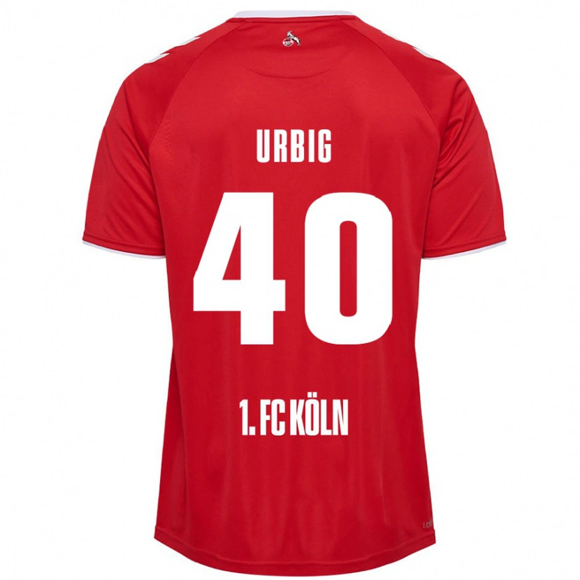 Danxen Mujer Camiseta Jonas Urbig #40 Rojo Blanco 2ª Equipación 2024/25 La Camisa