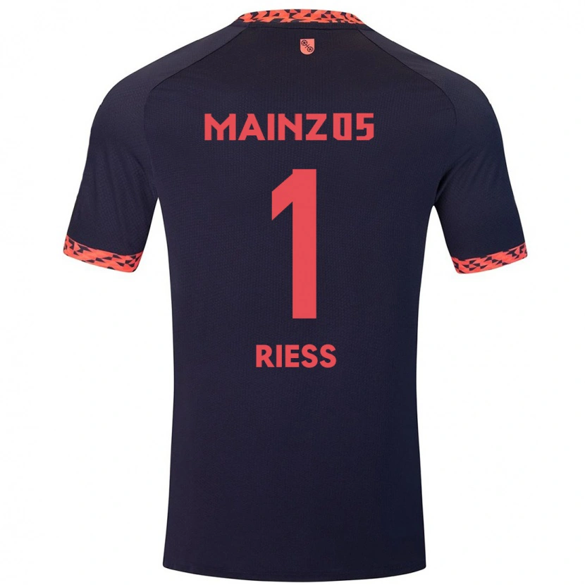 Danxen Mujer Camiseta Lasse Rieß #1 Azul Coral Rojo 2ª Equipación 2024/25 La Camisa
