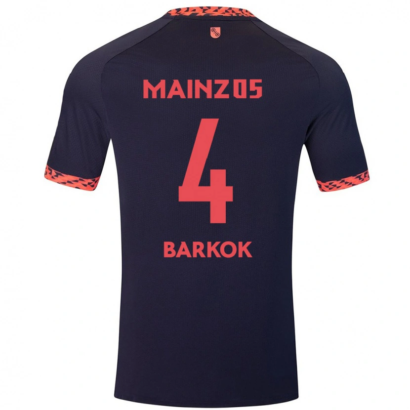 Danxen Mujer Camiseta Aymen Barkok #4 Azul Coral Rojo 2ª Equipación 2024/25 La Camisa