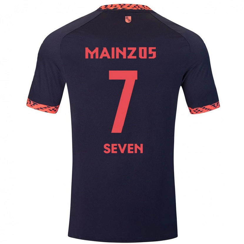 Danxen Mujer Camiseta Justin Seven #7 Azul Coral Rojo 2ª Equipación 2024/25 La Camisa