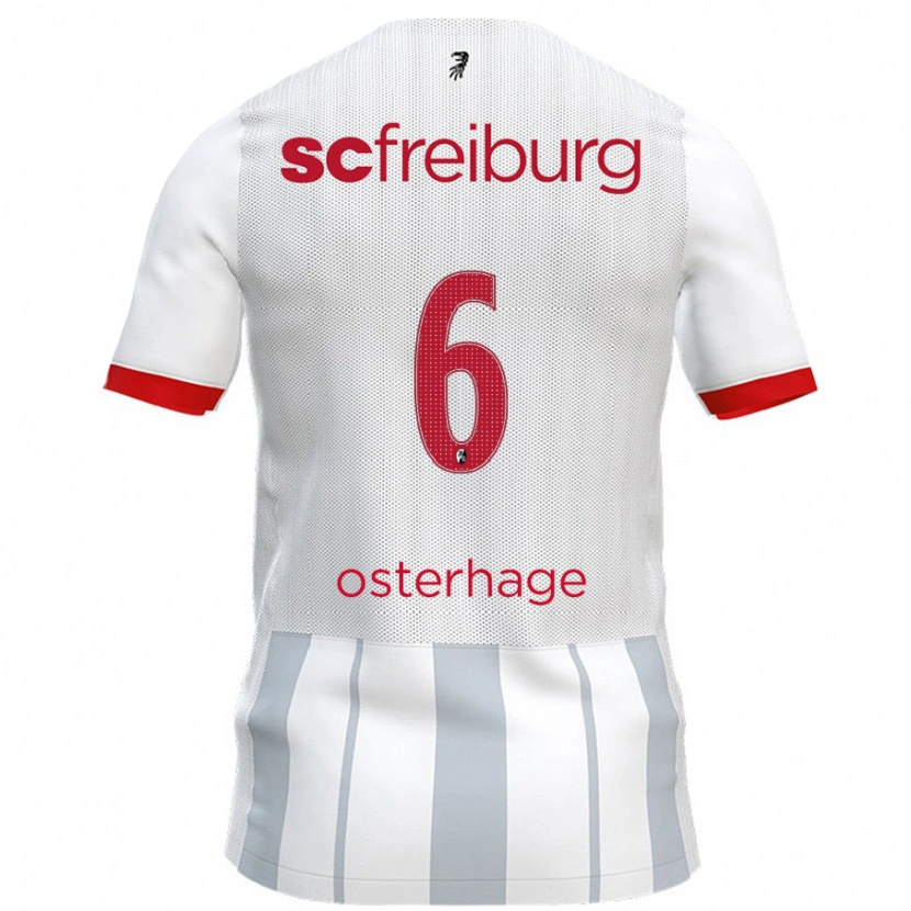 Danxen Mujer Camiseta Patrick Osterhage #6 Blanco Gris 2ª Equipación 2024/25 La Camisa