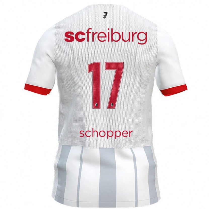 Danxen Mujer Camiseta David Schopper #17 Blanco Gris 2ª Equipación 2024/25 La Camisa