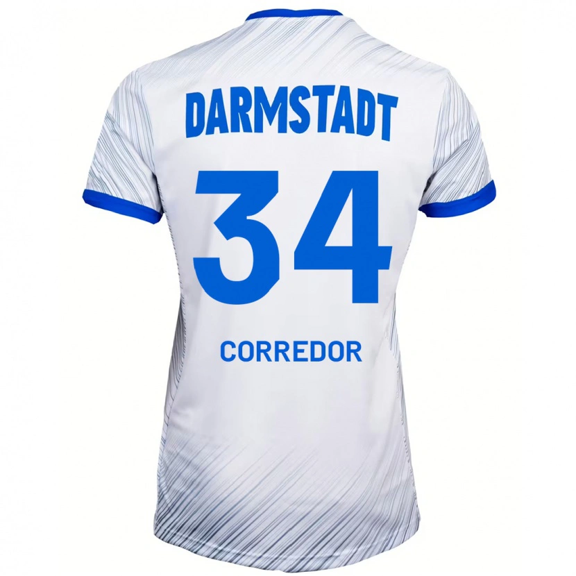 Danxen Mujer Camiseta Killian Corredor #34 Blanco Azul 2ª Equipación 2024/25 La Camisa