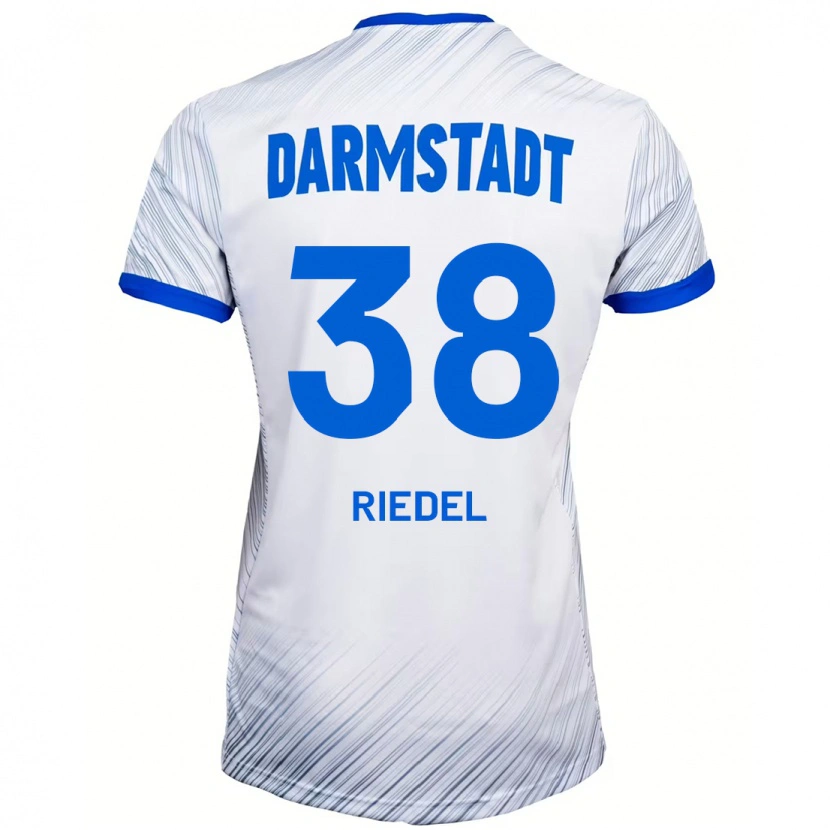 Danxen Mujer Camiseta Clemens Riedel #38 Blanco Azul 2ª Equipación 2024/25 La Camisa
